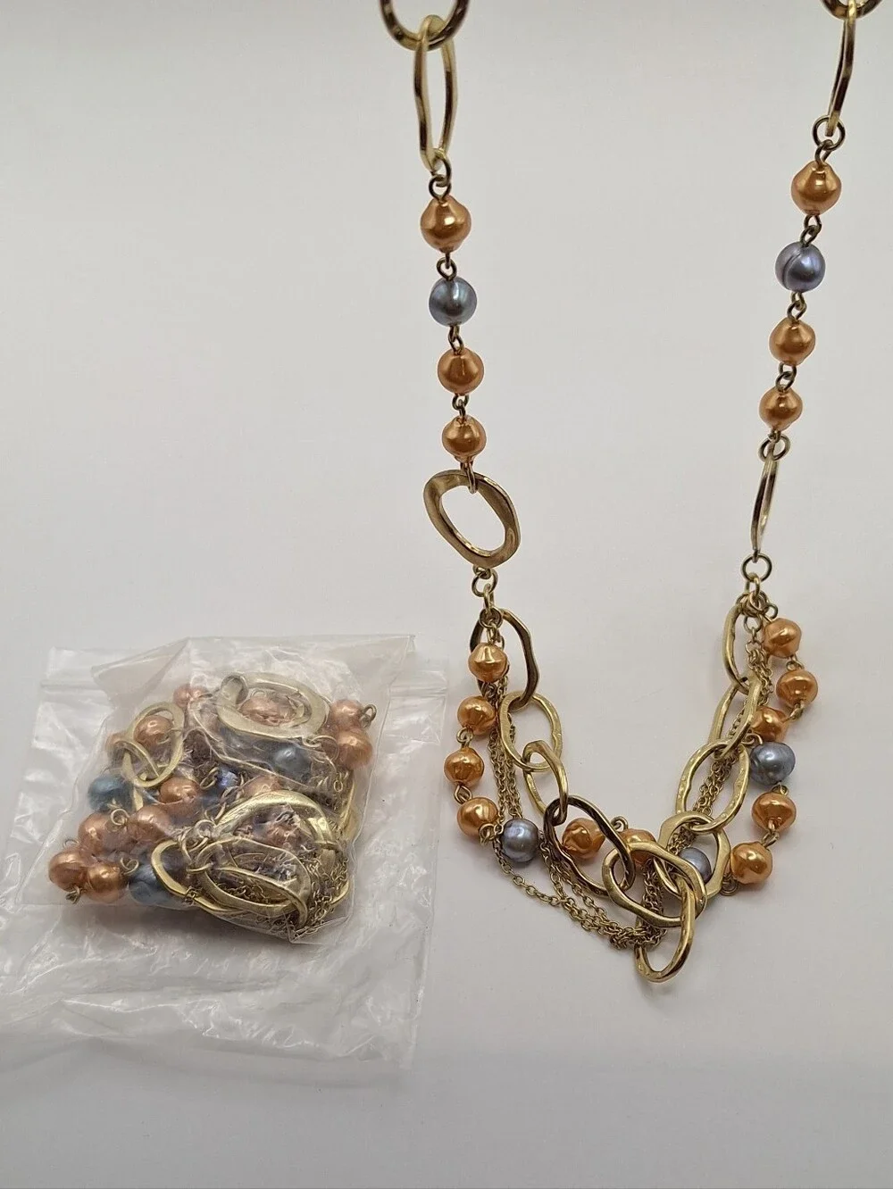 NWT Premier Designs Gold Tone Pearl Multi Strand Statement Necklace